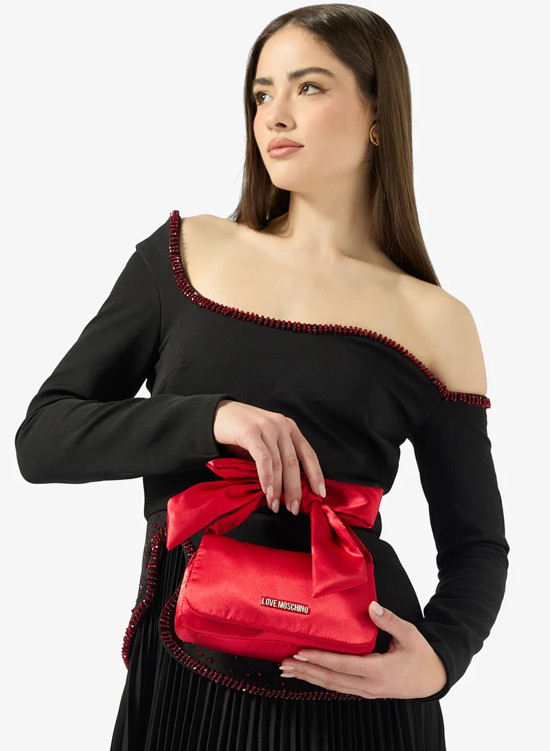 Love Moschino Holiday Bow Satin Satchel